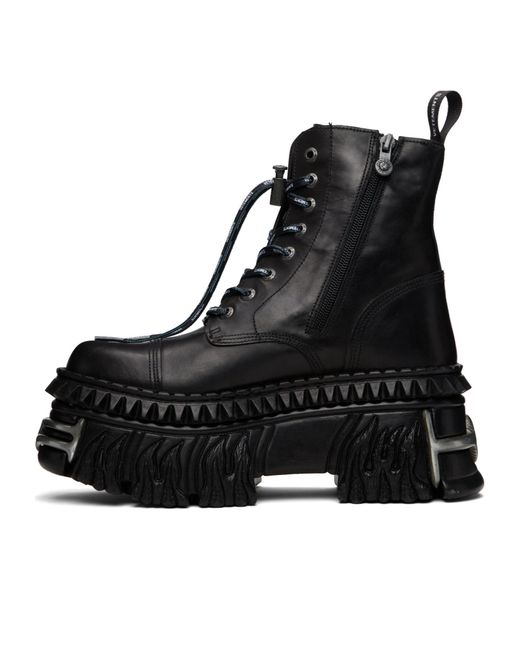 Vetements Black X New Rock Collaboration Combat Lace-Up Ankle Boots for men