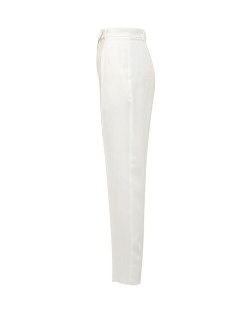 Max Mara White Straight Flat Front Pants