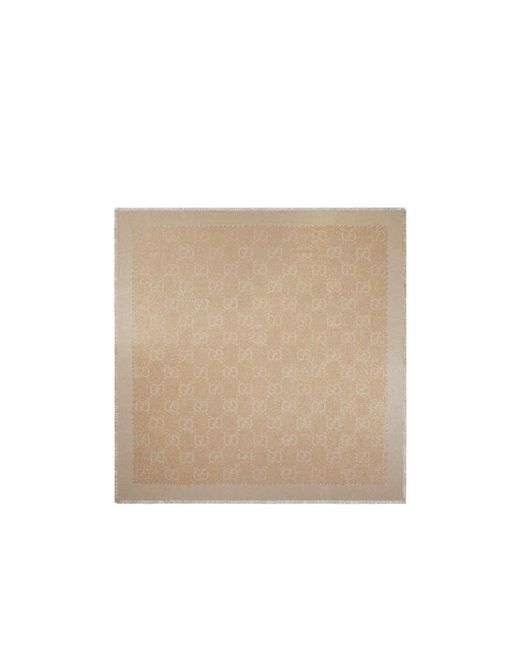 Gucci Natural Monogram Jacquard Frayed-Edge Scarf