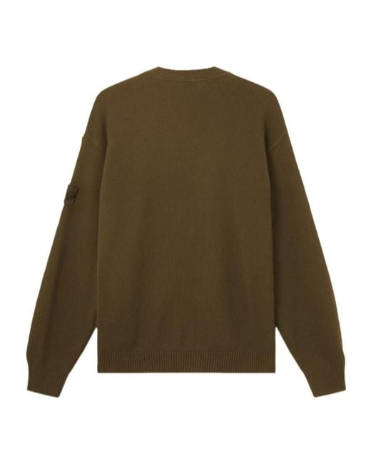 Stone Island Green Logo-Patch Crew-Neck Sweater for men