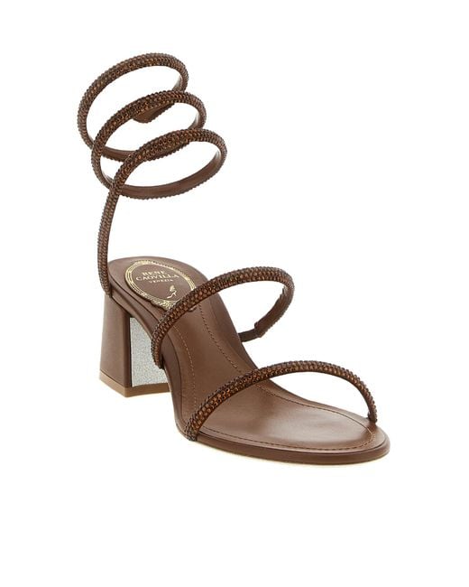 Rene Caovilla Pink René Caovilla Embellished Block Heel Sandals
