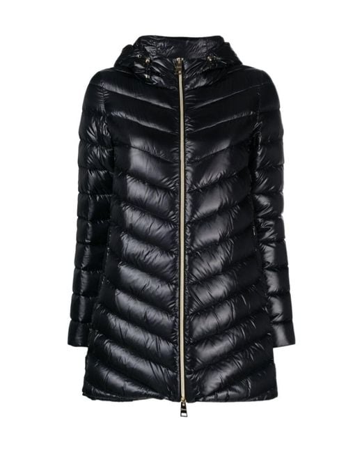 Herno Black Quilted Hooded Drawstring Puffer Jacket