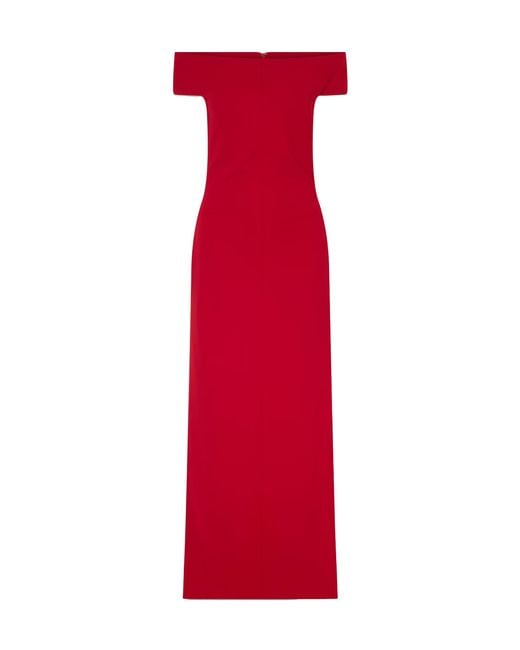 Solace London Red Off-The-Shoulder Crepe Gown