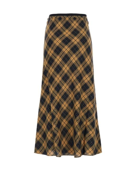 Pinko Green Plaid Skirt