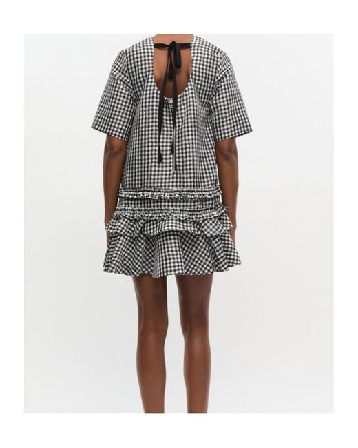 Ganni Gray Checked Mini Dress