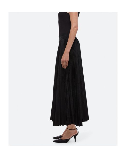 Helmut Lang Black Pleated Satin-Jacquard Maxi Skirt