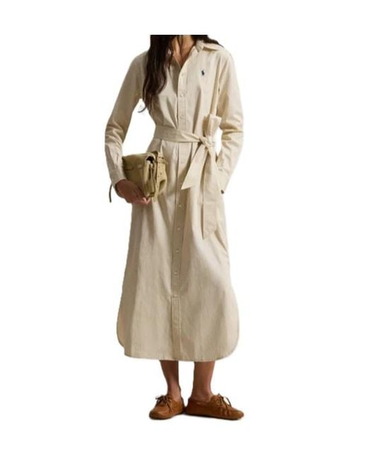 Polo Ralph Lauren Natural Belted Shirt Midi Dress