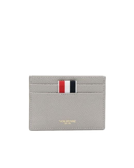 Thom Browne Gray Whale-Appliqué Pebbled Cardholder for men