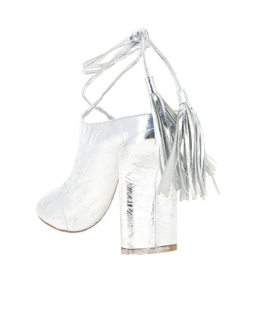 Dries Van Noten White Laminated Leather Mules