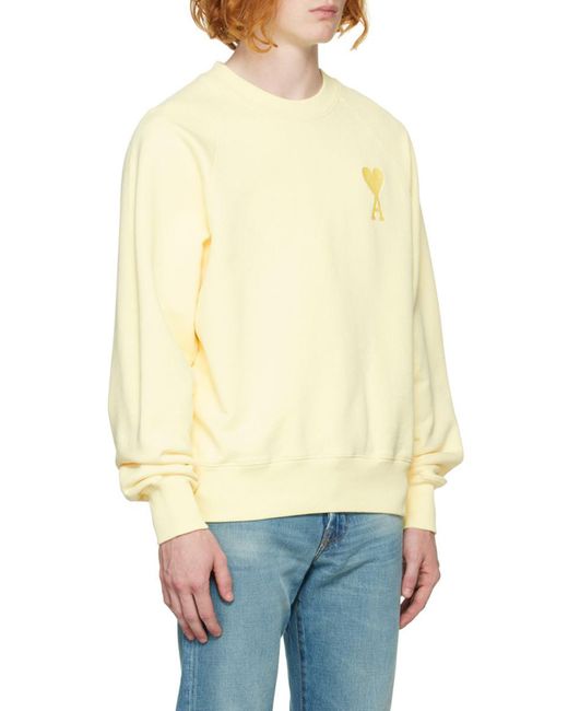 AMI Yellow Ami De Coeur Crew-Neck Sweatshirt for men