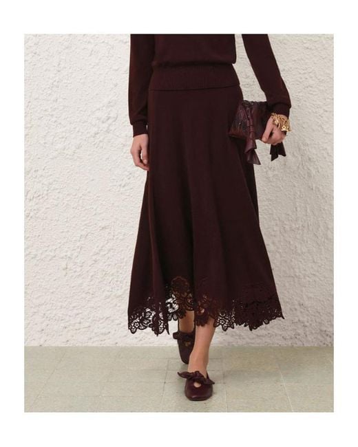 Zimmermann Purple Valiant Merino Lace Skirt