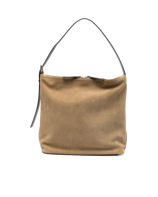 A.P.C. Natural Maxi Suede-Finish Shoulder Bag