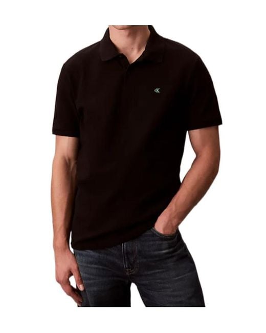Calvin Klein Black Cotton Pique Classic Polo Shirt for men
