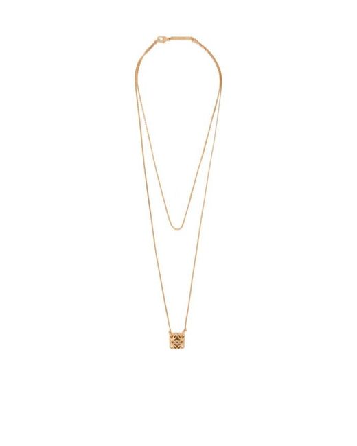 Loewe White Anagram Bombé Double-Chain Necklace