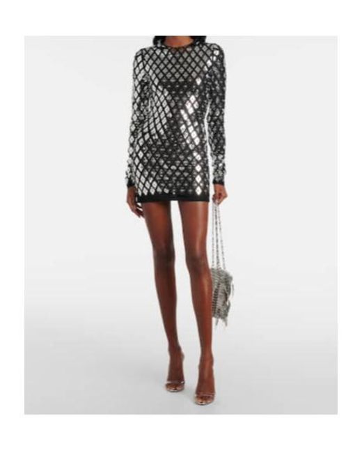 Rabanne Black Studded Jersey Minidress