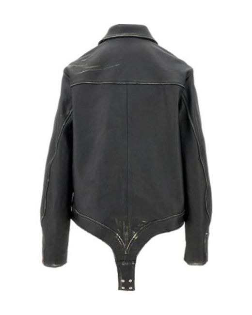 Coperni Black Long-Sleeved One-Piece Leather Jacket