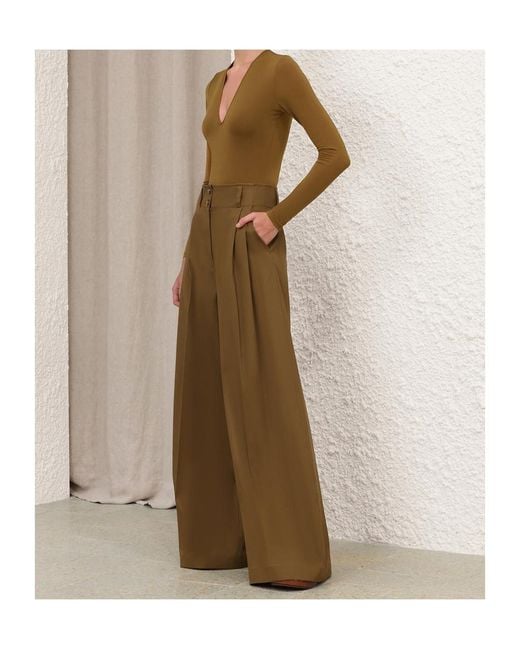 Zimmermann Green Luna Drill Tailored Pants