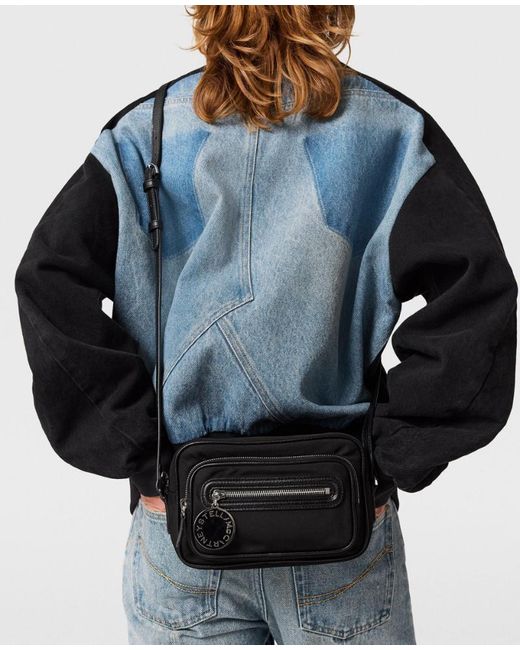 Stella McCartney Black Logo-Plaque Zipped Crossbody Bag
