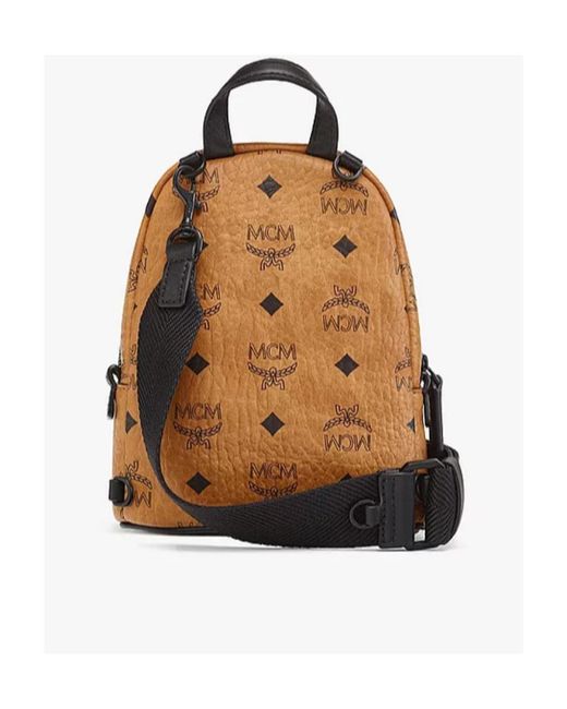 MCM Natural Stark Monogram Print Zipped Backpack for men