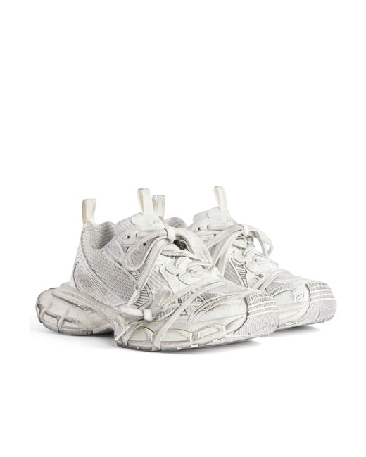 Balenciaga White 3Xl Distressed Low-Top Sneakers