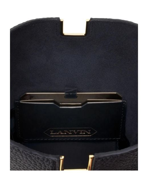Lanvin Black Studded Drawstring Crossbody Bag