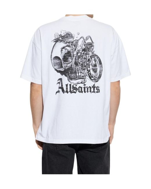 AllSaints White Panhead Skull Graphic T-Shirt for men