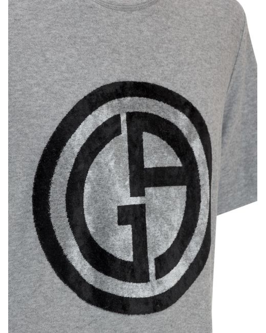 Giorgio Armani Gray Flocking T-Shirt for men
