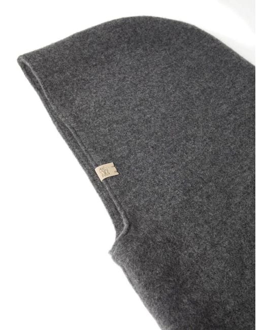 Brunello Cucinelli Gray Logo Patch Flannel Balaclava