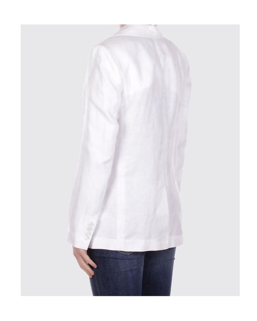 Ralph Lauren White Lauren V-Neck Single Breasted Jacket