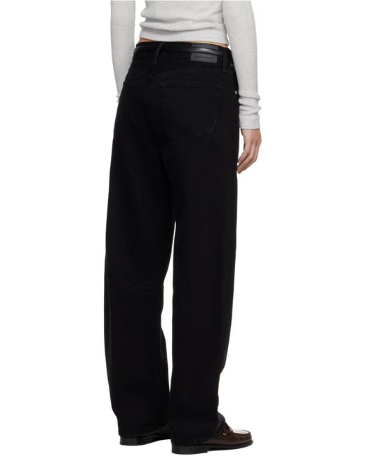 Citizens of Humanity Black Miro Long Mid-Rise Barrel-Leg Jeans