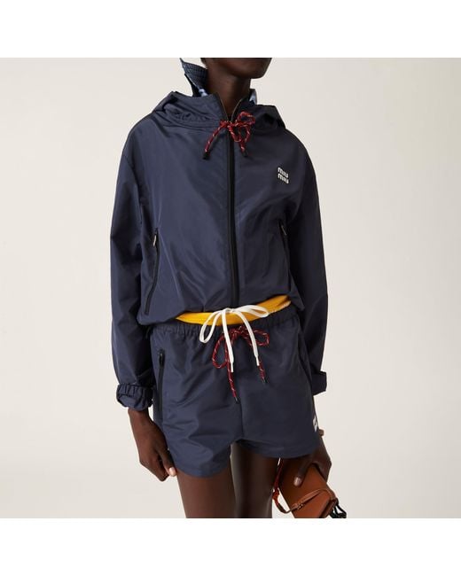 Miu Miu Blue Technical Fabric Shorts