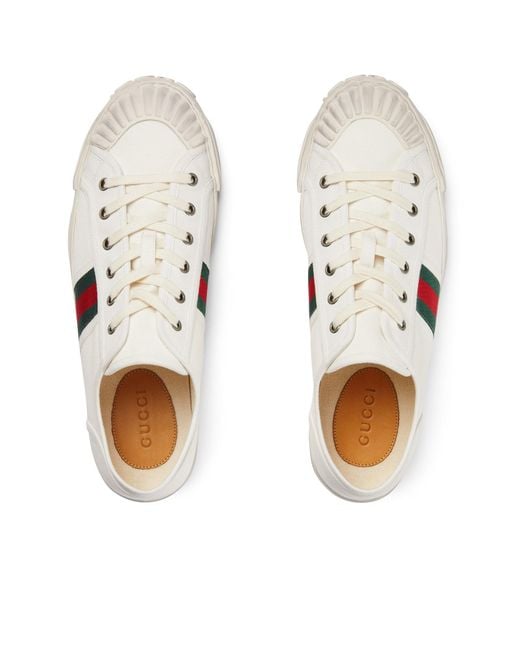 Gucci White Stripe Detailed Low-Top Sneakers for men