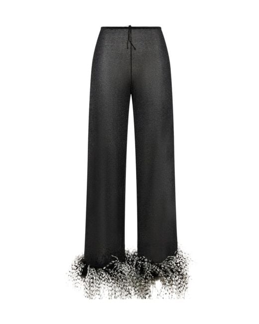 Oseree Black Oséree Lurex Thread Trousers