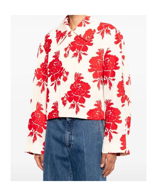 Dries Van Noten Red Long-Sleeved Printed Jacket for men
