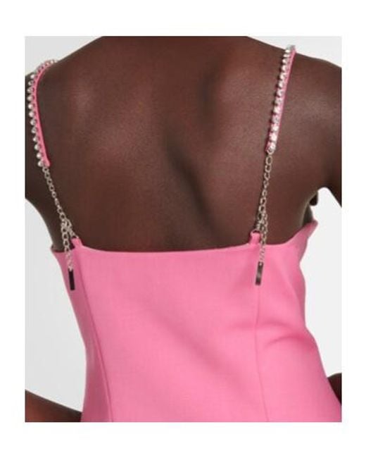 Area Pink Embellished Wool Minidress