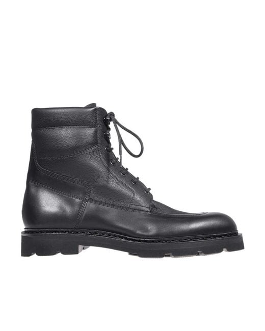 John Lobb Black Round Head Lace-Up Boots for men