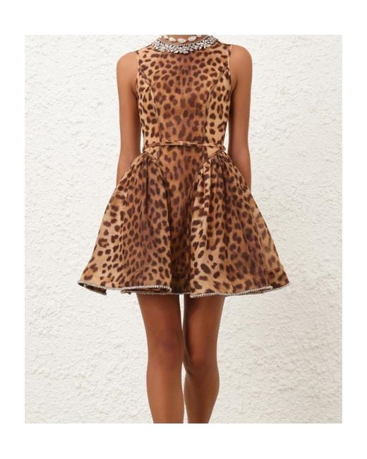 Zimmermann Brown Crush Panelled Mini Dress