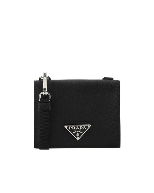 Prada Black Saffiano Leather Card Holder for men