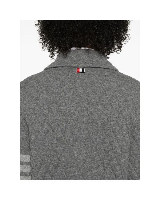 Thom Browne Gray 4 Bar Stripes Quilted Jacket
