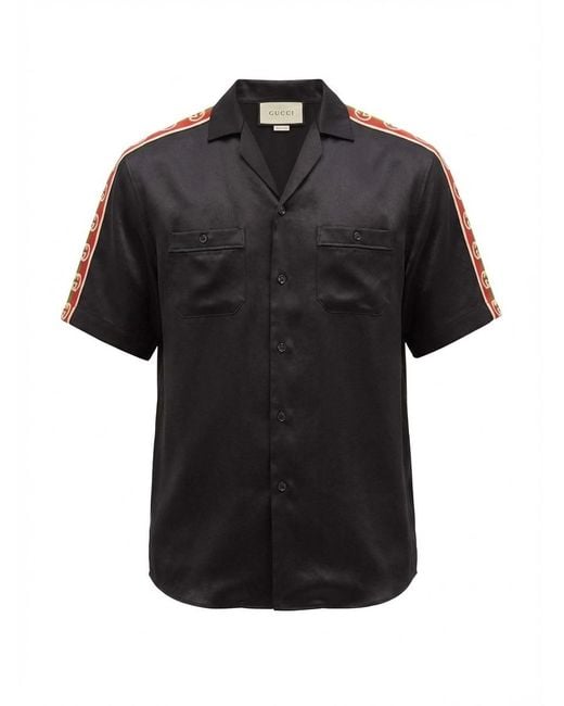 Gucci Black Side-Panel Bowling Shirt for men