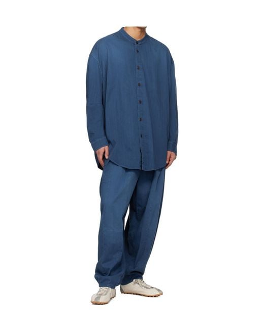 Hed Mayner Blue Long-Sleeved Denim Shirt for men