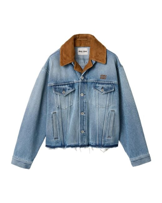 Miu Miu Blue Denim And Suede Jacket