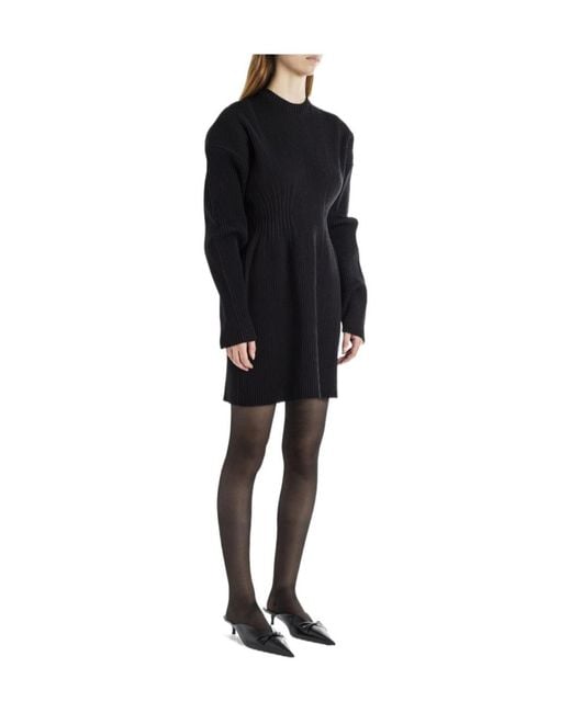 Balenciaga Black Hourglass Striped Dress