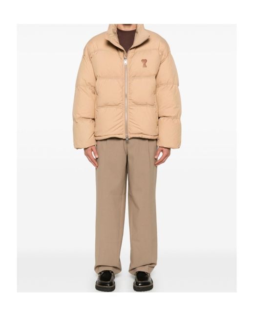 AMI Natural Ami De Coeur Puffer Jacket for men