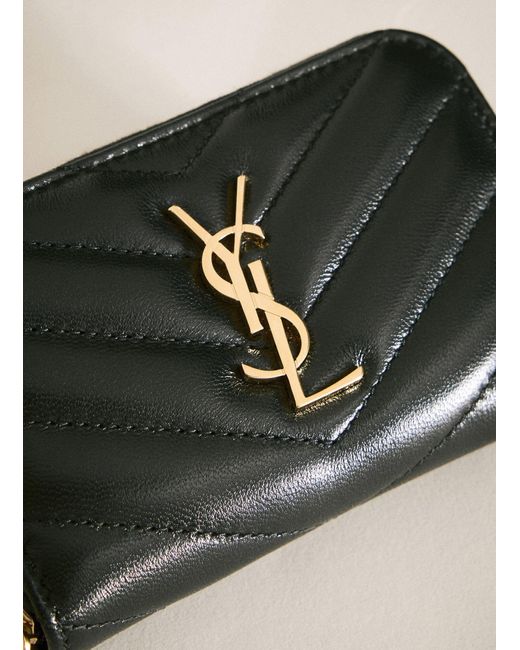 Saint Laurent Black Cassandre Matelassé Coin Card Wallet