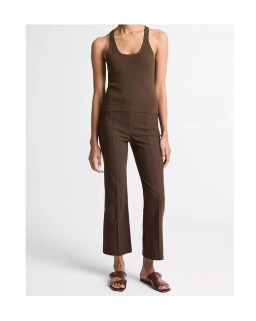 Vince Brown Scoop-Neck Ribbed Tank Top