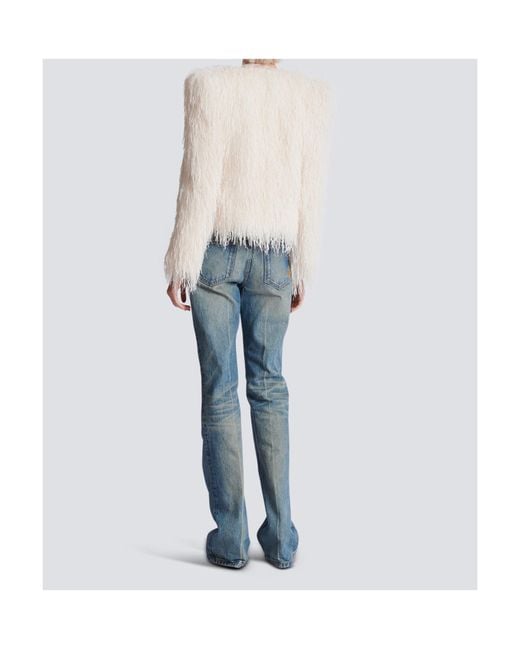 Balmain White Fringed Jacket