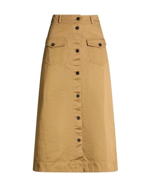Saint Laurent Natural Liner-Free Solid Color Flared Skirt
