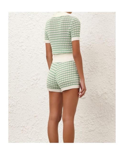 Zimmermann Green Everley Scallop Knit Short
