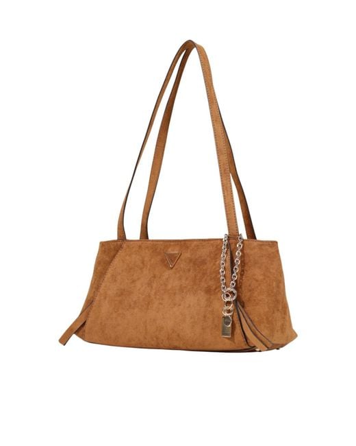 Guess Brown Large Tote Bag With Double Handles